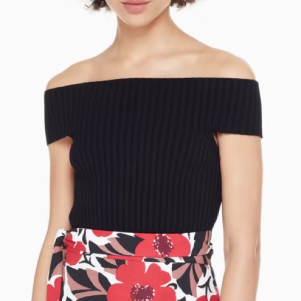 Kate Spade Black Off-Shoulder Sweater, Size XXS